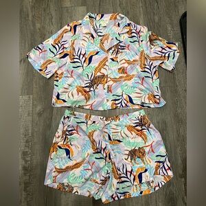 Cynthia Rowley Colorful Leaf Print Sleepwear